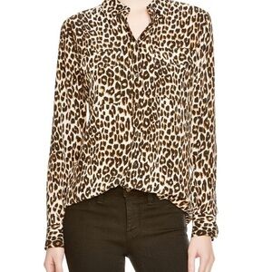 Kate Moss Equipment Silk Leopard Print Button Up Top Quiet Luxury Model Off Duty